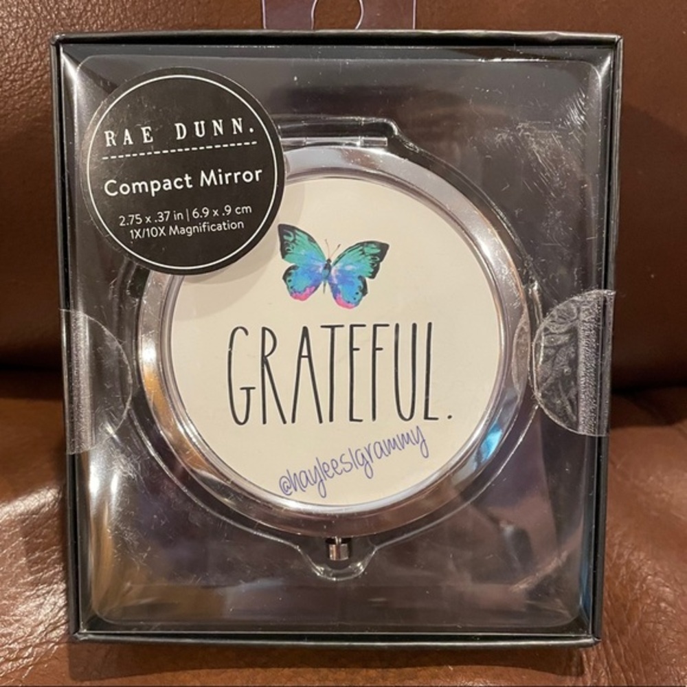 Rae Dunn GRATEFUL Butterfly 🦋 Compact Mirror BRAND NEW!!
